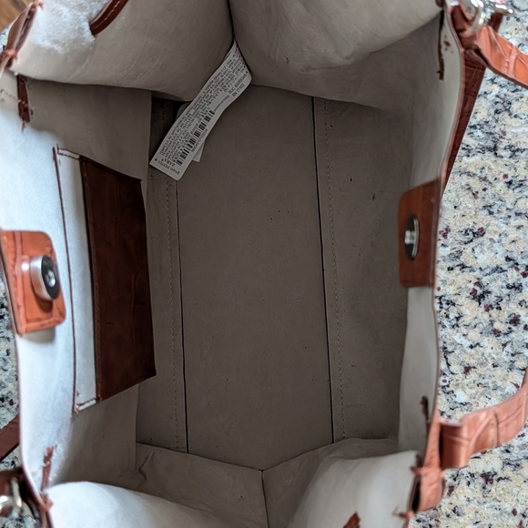 Zara Brown Faux Crocodile Skin Maxi Shopper 11x17x5 - Picture 5 of 10